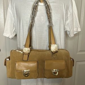 Max New York Suede/ Leather Camel Shoulder Bag